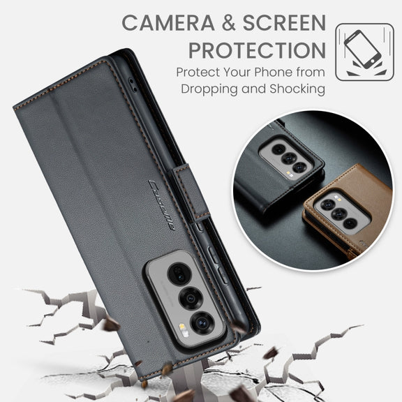 For OPPO Reno12 Pro 5G Global CaseMe 023 Butterfly Buckle Litchi Texture RFID Anti-theft Leather Phone Case(Black)