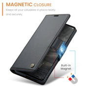 For OPPO Reno12 Pro 5G Global CaseMe 023 Butterfly Buckle Litchi Texture RFID Anti-theft Leather Phone Case(Black)