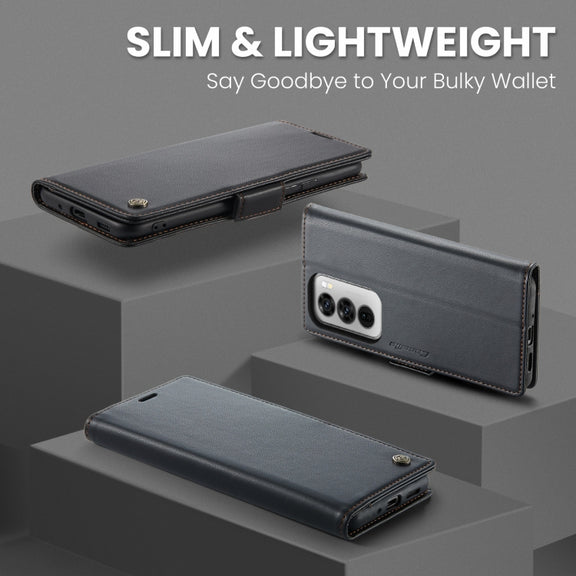 For OPPO Reno12 Pro 5G Global CaseMe 023 Butterfly Buckle Litchi Texture RFID Anti-theft Leather Phone Case(Black)