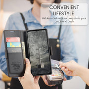 For OPPO Reno12 Pro 5G Global CaseMe 023 Butterfly Buckle Litchi Texture RFID Anti-theft Leather Phone Case(Black)