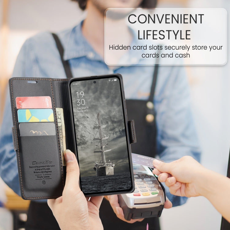 For OPPO Reno12 Pro 5G Global CaseMe 023 Butterfly Buckle Litchi Texture RFID Anti-theft Leather Phone Case(Black)