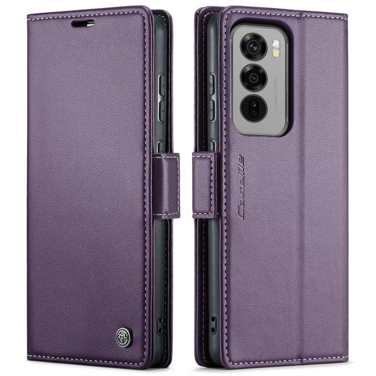 For OPPO Reno12 Pro 5G Global CaseMe 023 Butterfly Buckle Litchi Texture RFID Anti-theft Leather Phone Case(Purple)
