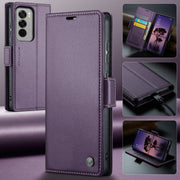 For OPPO Reno12 Pro 5G Global CaseMe 023 Butterfly Buckle Litchi Texture RFID Anti-theft Leather Phone Case(Purple)