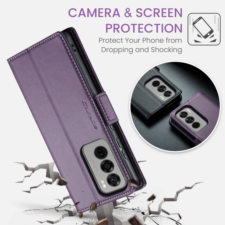 For OPPO Reno12 Pro 5G Global CaseMe 023 Butterfly Buckle Litchi Texture RFID Anti-theft Leather Phone Case(Purple)