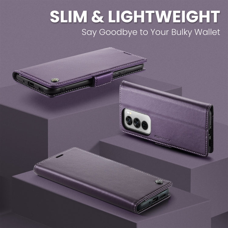For OPPO Reno12 Pro 5G Global CaseMe 023 Butterfly Buckle Litchi Texture RFID Anti-theft Leather Phone Case(Purple)