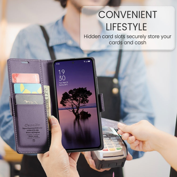 For OPPO Reno12 Pro 5G Global CaseMe 023 Butterfly Buckle Litchi Texture RFID Anti-theft Leather Phone Case(Purple)