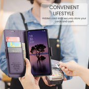 For OPPO Reno12 Pro 5G Global CaseMe 023 Butterfly Buckle Litchi Texture RFID Anti-theft Leather Phone Case(Purple)