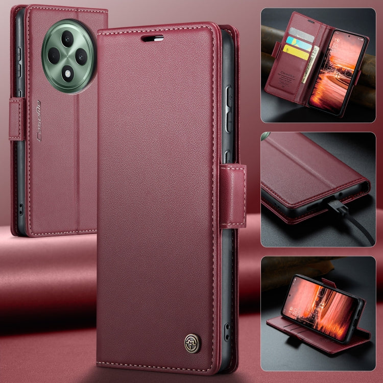 For OPPO Reno12 F /12 FS 5G CaseMe 023 Butterfly Buckle Litchi Texture RFID Anti-theft Leather Phone Case(Red)