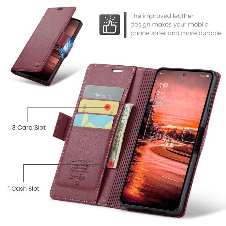 For OPPO Reno12 F /12 FS 5G CaseMe 023 Butterfly Buckle Litchi Texture RFID Anti-theft Leather Phone Case(Red)