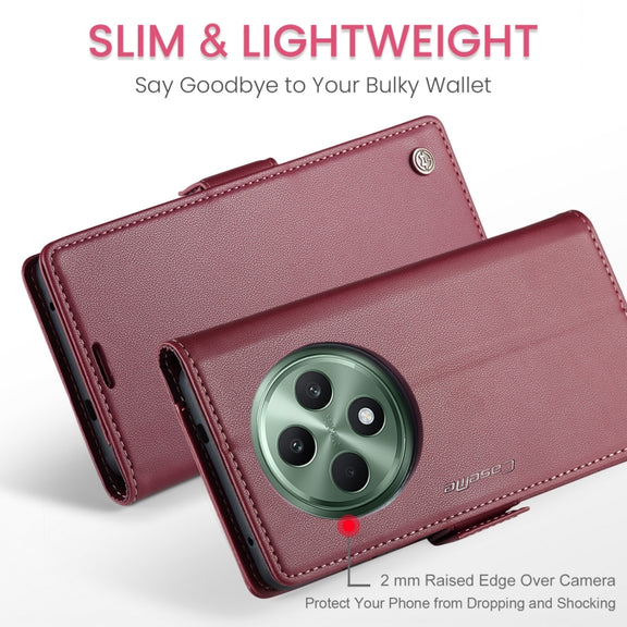 For OPPO Reno12 F /12 FS 5G CaseMe 023 Butterfly Buckle Litchi Texture RFID Anti-theft Leather Phone Case(Red)