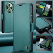 For OPPO Reno12 F /12 FS 5G CaseMe 023 Butterfly Buckle Litchi Texture RFID Anti-theft Leather Phone Case(Green)