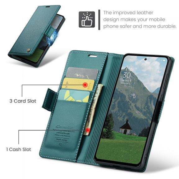 For OPPO Reno12 F /12 FS 5G CaseMe 023 Butterfly Buckle Litchi Texture RFID Anti-theft Leather Phone Case(Green)