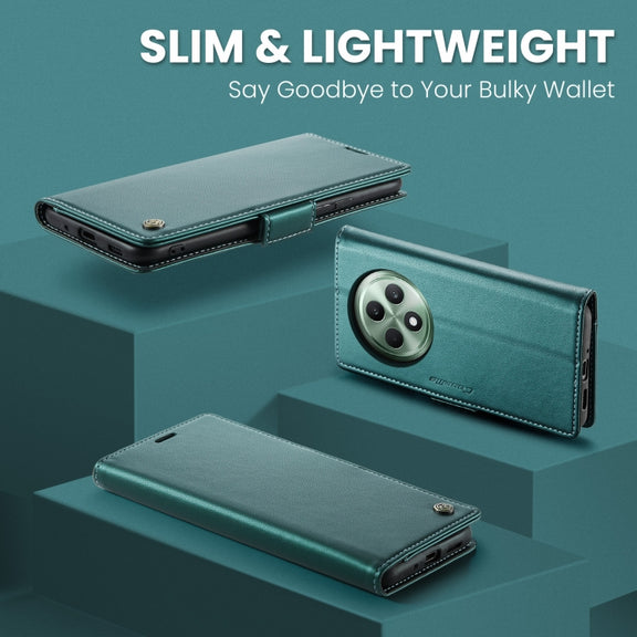 For OPPO Reno12 F /12 FS 5G CaseMe 023 Butterfly Buckle Litchi Texture RFID Anti-theft Leather Phone Case(Green)