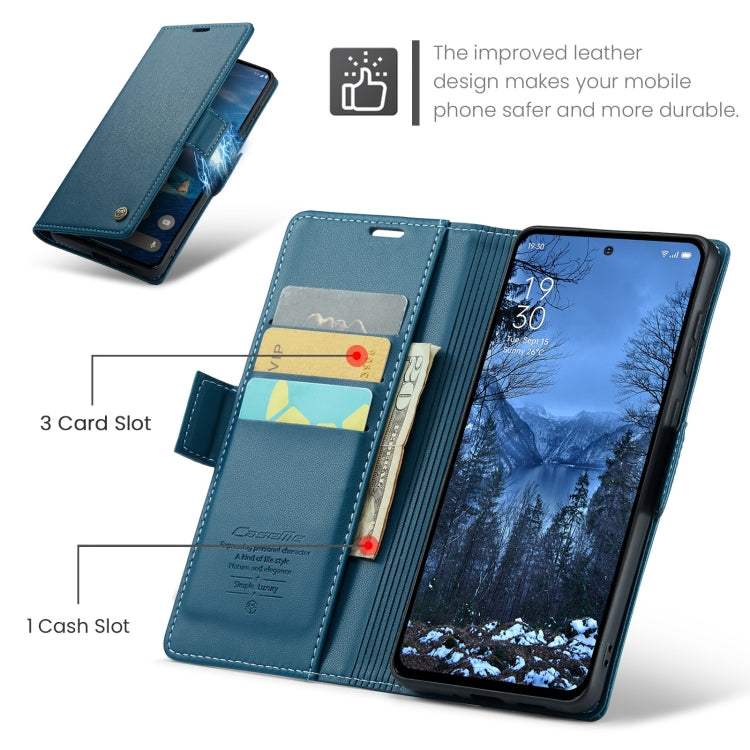 For OPPO Reno12 F /12 FS 5G CaseMe 023 Butterfly Buckle Litchi Texture RFID Anti-theft Leather Phone Case(Blue)