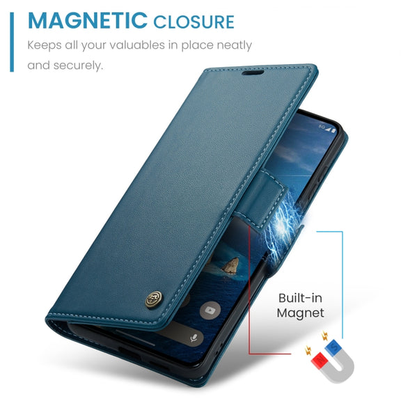 For OPPO Reno12 F /12 FS 5G CaseMe 023 Butterfly Buckle Litchi Texture RFID Anti-theft Leather Phone Case(Blue)