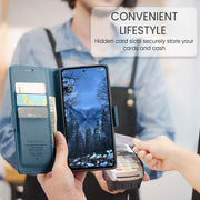 For OPPO Reno12 F /12 FS 5G CaseMe 023 Butterfly Buckle Litchi Texture RFID Anti-theft Leather Phone Case(Blue)