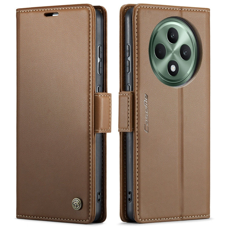 For OPPO Reno12 F /12 FS 5G CaseMe 023 Butterfly Buckle Litchi Texture RFID Anti-theft Leather Phone Case(Brown) - OPPO Cases by CaseMe | Online Shopping South Africa | PMC Jewellery | Buy Now Pay Later Mobicred