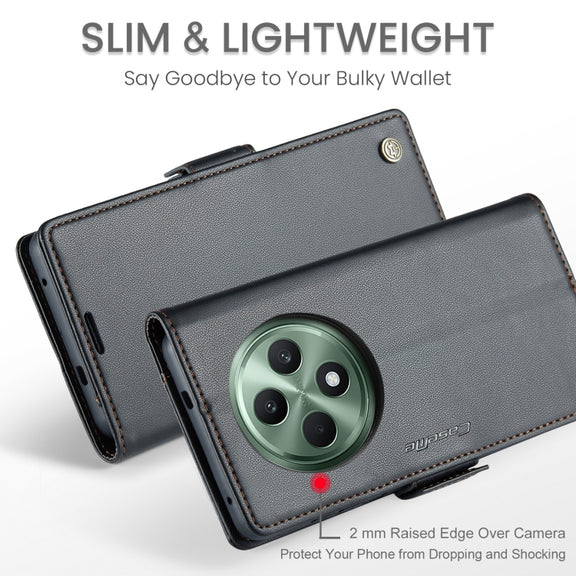 For OPPO Reno12 F /12 FS 5G CaseMe 023 Butterfly Buckle Litchi Texture RFID Anti-theft Leather Phone Case(Black)