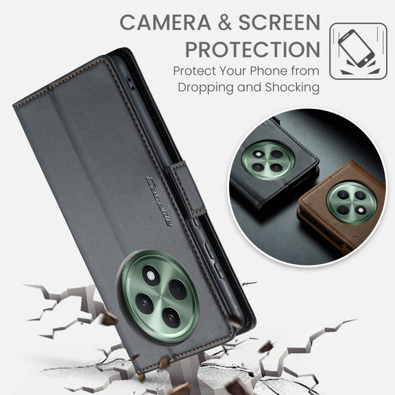 For OPPO Reno12 F /12 FS 5G CaseMe 023 Butterfly Buckle Litchi Texture RFID Anti-theft Leather Phone Case(Black)