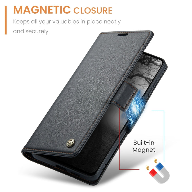 For OPPO Reno12 F /12 FS 5G CaseMe 023 Butterfly Buckle Litchi Texture RFID Anti-theft Leather Phone Case(Black)
