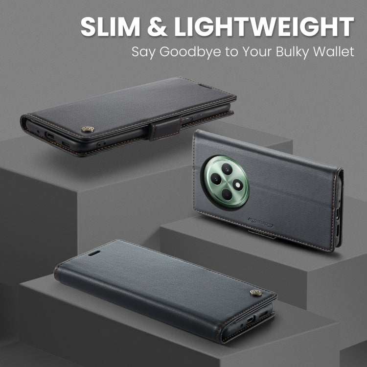 For OPPO Reno12 F /12 FS 5G CaseMe 023 Butterfly Buckle Litchi Texture RFID Anti-theft Leather Phone Case(Black)