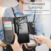 For OPPO Reno12 F /12 FS 5G CaseMe 023 Butterfly Buckle Litchi Texture RFID Anti-theft Leather Phone Case(Black)