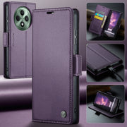 For OPPO Reno12 F /12 FS 5G CaseMe 023 Butterfly Buckle Litchi Texture RFID Anti-theft Leather Phone Case(Purple)