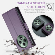 For OPPO Reno12 F /12 FS 5G CaseMe 023 Butterfly Buckle Litchi Texture RFID Anti-theft Leather Phone Case(Purple)