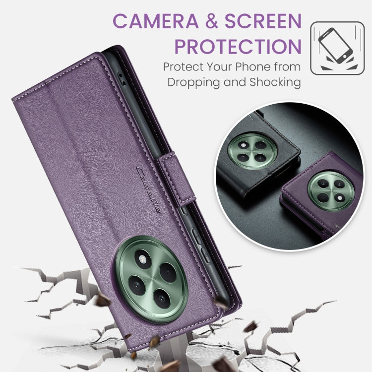 For OPPO Reno12 F /12 FS 5G CaseMe 023 Butterfly Buckle Litchi Texture RFID Anti-theft Leather Phone Case(Purple)