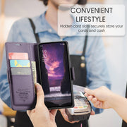 For OPPO Reno12 F /12 FS 5G CaseMe 023 Butterfly Buckle Litchi Texture RFID Anti-theft Leather Phone Case(Purple)