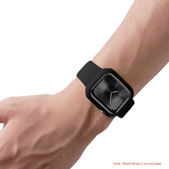 For Apple Watch Series 10 42mm ENKAY Hat-Prince 2 in 1 Solid Color PC Watch Case with Full Coverage PMMA Soft Film(Silver)