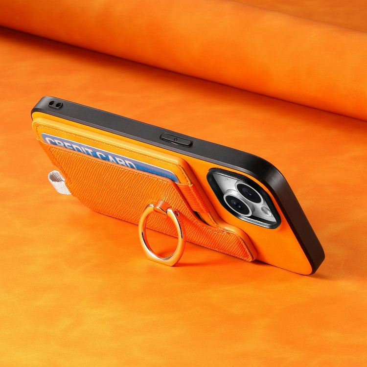 For Huawei Pura 70 Pro Retro Magsafe Cross Leather Ring Holder Card Bag Phone Case(Yellow)