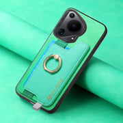 For Huawei Pura 70 Pro Retro Magsafe Cross Leather Ring Holder Card Bag Phone Case(Green)