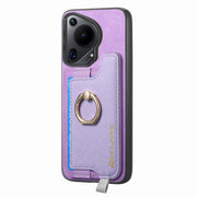 For Huawei Pura 70 Pro+ Retro Magsafe Cross Leather Ring Holder Card Bag Phone Case(Purple)