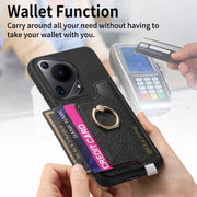 For Huawei Pura 70 Pro+ Retro Magsafe Cross Leather Ring Holder Card Bag Phone Case(Black)