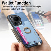 For Huawei Pura 70 Ultra Retro Magsafe Cross Leather Ring Holder Card Bag Phone Case(Blue)