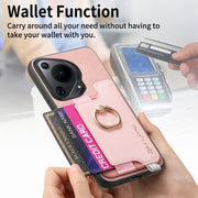 For Huawei Pura 70 Ultra Retro Magsafe Cross Leather Ring Holder Card Bag Phone Case(Pink)