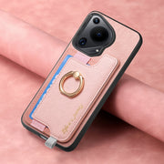 For Huawei Pura 70 Ultra Retro Magsafe Cross Leather Ring Holder Card Bag Phone Case(Pink)