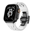 For Apple Watch 44mm / 45mm / 46mm / 49mm Tailor Stainless Steel Black Butterfly Buckle Silicone Watch Band(White) - free shipping - PMC TechLife - Order now!