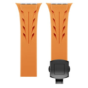 For Apple Watch 44mm / 45mm / 46mm / 49mm Tailor Stainless Steel Black Butterfly Buckle Silicone Watch Band(White)