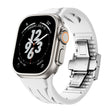 For Apple Watch 44mm / 45mm / 46mm / 49mm Tailor Stainless Steel Silver Butterfly Buckle Silicone Watch Band(White) - free shipping - PMC TechLife - Order now!