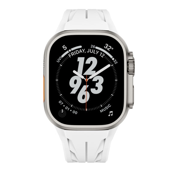 For Apple Watch 44mm / 45mm / 46mm / 49mm Tailor Stainless Steel Silver Butterfly Buckle Silicone Watch Band(White)