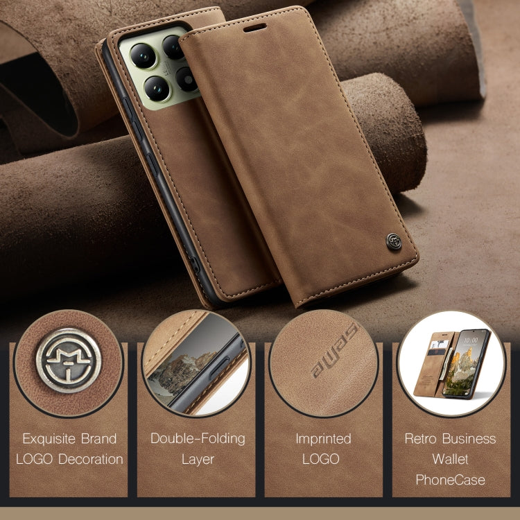For Xiaomi 14T CaseMe 013 Multifunctional Horizontal Flip Leather Phone Case(Brown)