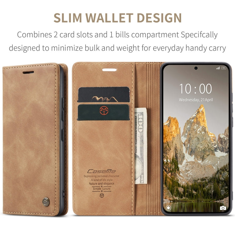 For Xiaomi 14T CaseMe 013 Multifunctional Horizontal Flip Leather Phone Case(Brown)