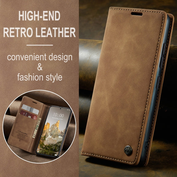 For Xiaomi 14T CaseMe 013 Multifunctional Horizontal Flip Leather Phone Case(Brown)