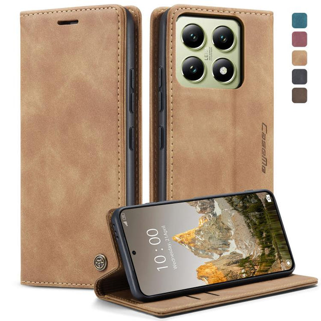 For Xiaomi 14T CaseMe 013 Multifunctional Horizontal Flip Leather Phone Case(Brown)