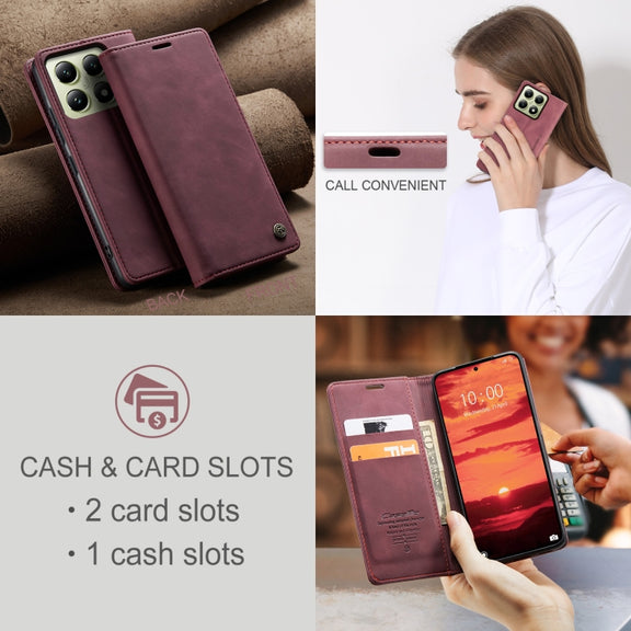 For Xiaomi 14T CaseMe 013 Multifunctional Horizontal Flip Leather Phone Case(Red)