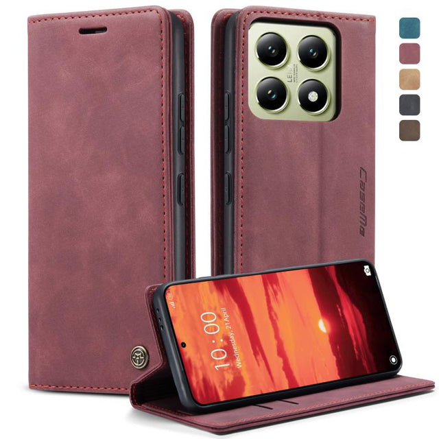 For Xiaomi 14T CaseMe 013 Multifunctional Horizontal Flip Leather Phone Case(Red)