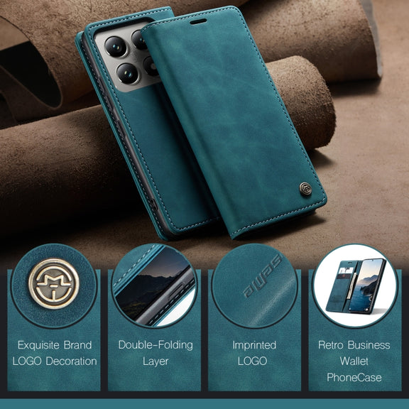 For Xiaomi 14T Pro CaseMe 013 Multifunctional Horizontal Flip Leather Phone Case(Blue)
