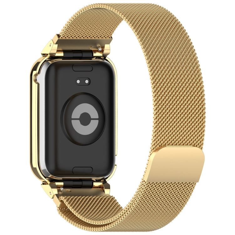 For Xiaomi Smart Band 9 Pro Metal Frame Integrated Milan Magnetic Stainless Steel Watch Band(Gold)